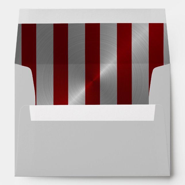 Bar Mitzvah Red and Silver Stripe Star of David Envelope (Back (Bottom))