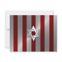 Bar Mitzvah Red and Silver Stripe Star of David