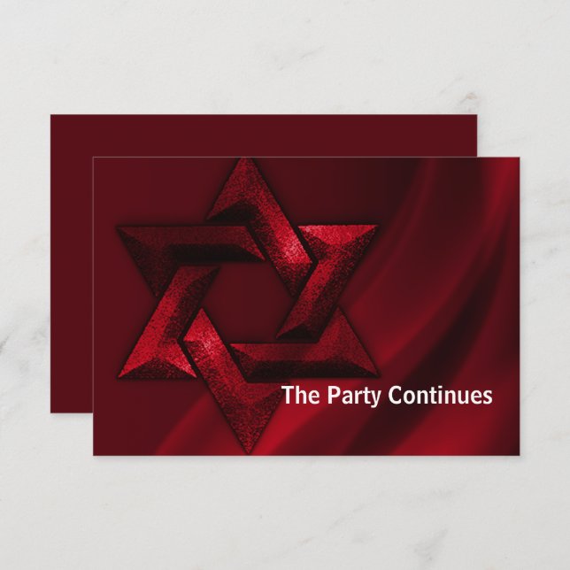 Bar Mitzvah Red Star of David Invitation (Front/Back)