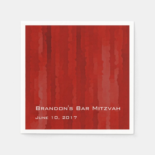 Bar Mitzvah Red Techno Streaks Napkin (Front)