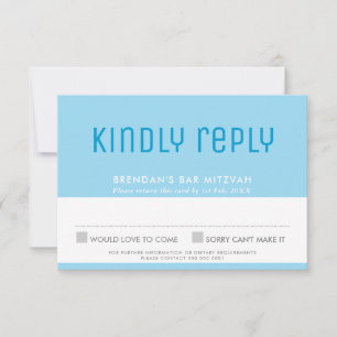 BAR MITZVAH RSVP cute stylish star of david blue