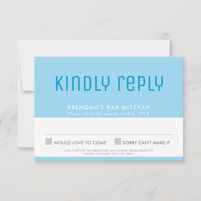 BAR MITZVAH RSVP cute stylish star of david blue Card (Front)