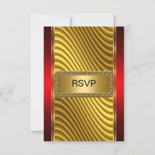 Bar Mitzvah rsvp Gold and Red Card