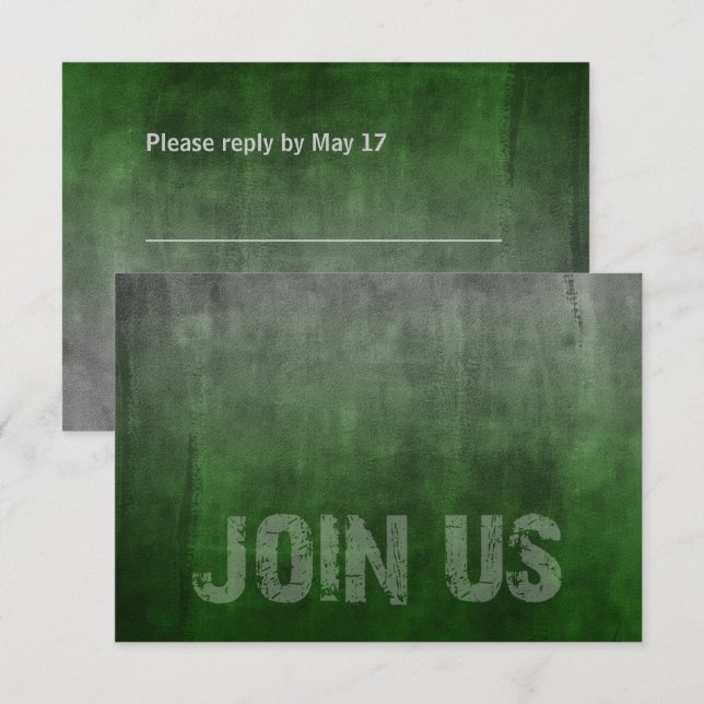 Bar Mitzvah Rugged Fade Green RSVP Card (Front/Back)