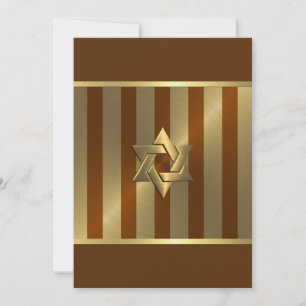 Bar Mitzvah Rust Gold Stripe Star of David Invitation