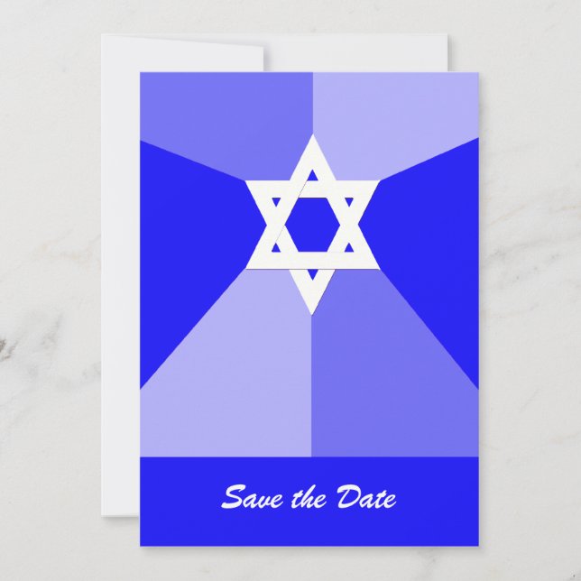 Bar Mitzvah Save the Date Invitation Card Blue (Front)