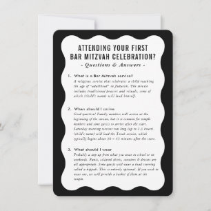 BAR MITZVAH service information advice black white Invitation