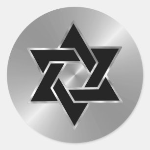 Bar Mitzvah Silver Black Star of David Classic Round Sticker