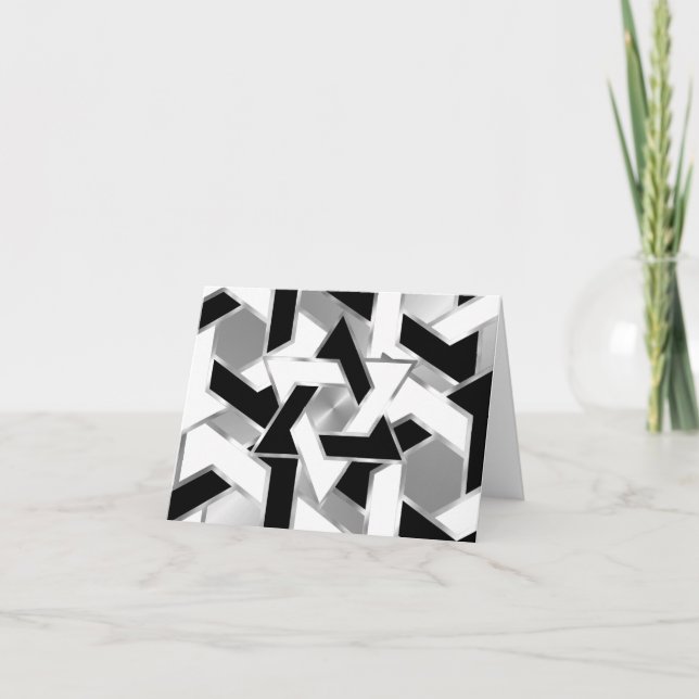 Bar Mitzvah Silver Black White Star of David Thank You Card (Front)