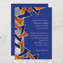 Bar Mitzvah Silver Blue Orange Star of David