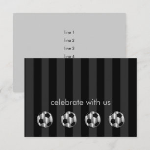 Bar Mitzvah Silver Soccer Balls Invitation