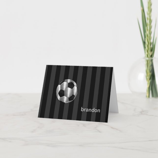 Bar Mitzvah Silver Soccer Balls Note Card (Front)