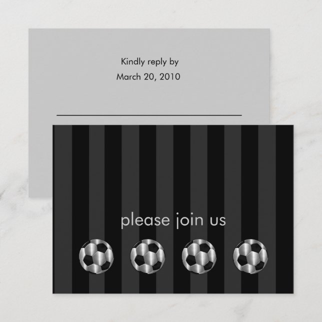 Bar Mitzvah Silver Soccer Balls RSVP Card (Front/Back)