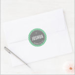 BAR MITZVAH simple modern stripe nfl green black Classic Round Sticker<br><div class="desc">by kat massard >>> https://linktr.ee/simplysweetpaperie <<<</div>