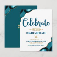 Bar Mitzvah Simple Modern Turquoise Agate Script