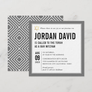 BAR MITZVAH simple modern typography grey grey Invitation