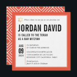 BAR MITZVAH simple modern typography orange Invitation<br><div class="desc">by kat massard >>> kat@simplysweetPAPERIE.com <<< CONTACT ME for custom wording or to add any lines in Hebrew Love the design, but would like to see some changes - another colour scheme, product, add a photo or adapted for a different occasion - no worries simply contact me - I am...</div>