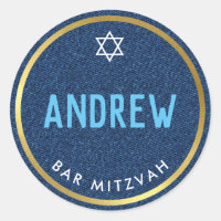 BAR MITZVAH smart bold type gold denim blue