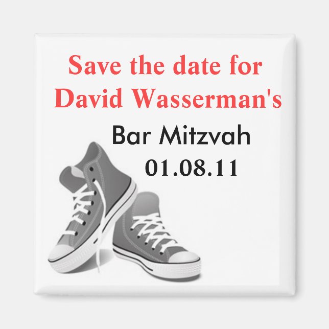 Bar Mitzvah Sneakers Save the Date Magnet (Front)