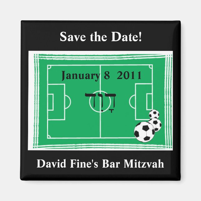 Bar Mitzvah Soccer Save the Date Magnet (Front)
