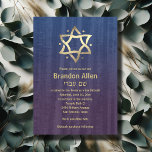 Bar Mitzvah Stained Wood Blue Plum Gold Star Invitation<br><div class="desc">Bar Mitzvah and Bat Mitzvah invitation sets designed by Umua. Printed and shipped by Zazzle or its partners.</div>