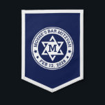 Bar mitzvah Star of David blue any colour monogram Pennant<br><div class="desc">Bar mitzvah pennant featuring a white Star of David with the boy's monogram initial,  and name and date around the star. The default colours are white and dark blue but all colours are fully customisable in the design tool.</div>