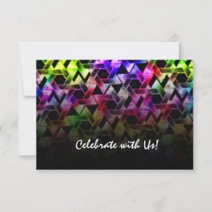 Bar Mitzvah Star of David Damask Black Fade RSVP Card