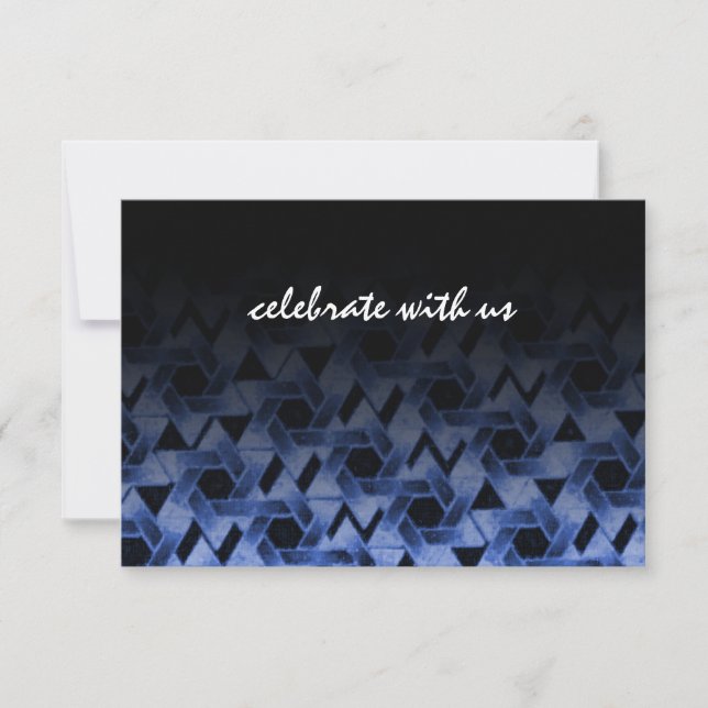 Bar Mitzvah Star of David Damask RSVP Card (Front)