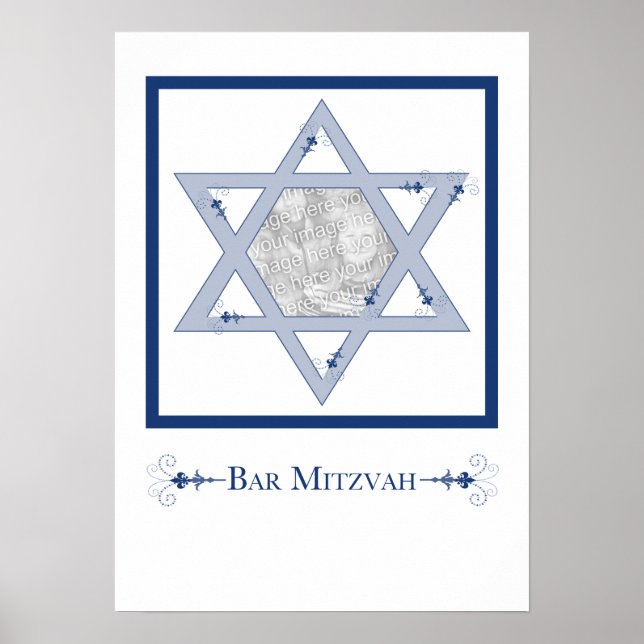 bar mitzvah (star of david elegance photo gift) poster (Front)