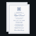 Bar Mitzvah Star of David Elegant Classic Blue Invitation<br><div class="desc">Composed of elegant serif and cursive script typography on frame with a star of David. This design is timeless,  classic and elegant.

This is designed by Select Party Supplies,  exclusive for Zazzle.

Available here:
http://www.zazzle.com/selectpartysupplies</div>
