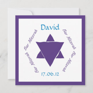 Bar Mitzvah Star of David invitation, personalised Invitation