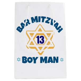 Bar Mitzvah Star of David  Medium Gift Bag