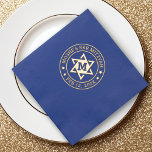 Bar mitzvah Star of David monogram initial Foil Napkins<br><div class="desc">Bar mitzvah foil napkins featuring a Star of David with the boy's monogram initial,  and name and date around the star.</div>