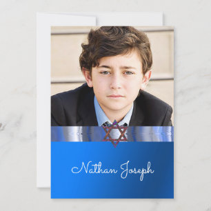 Bar Mitzvah,  Star of David, Personalised Invitation