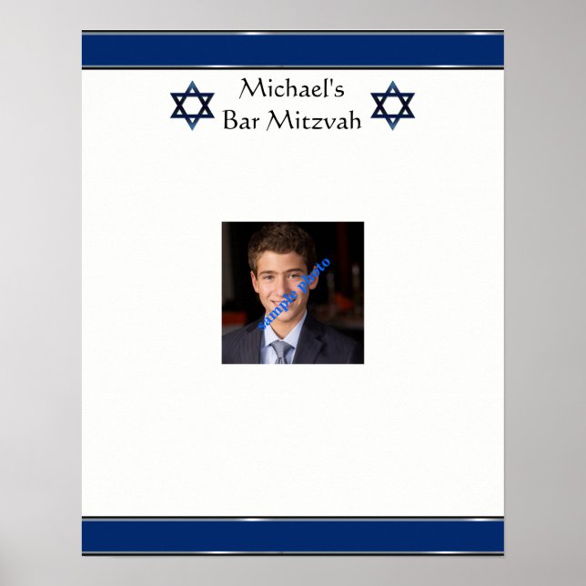 Bar Mitzvah, Star of David, Photo, Sign in Board (Front)