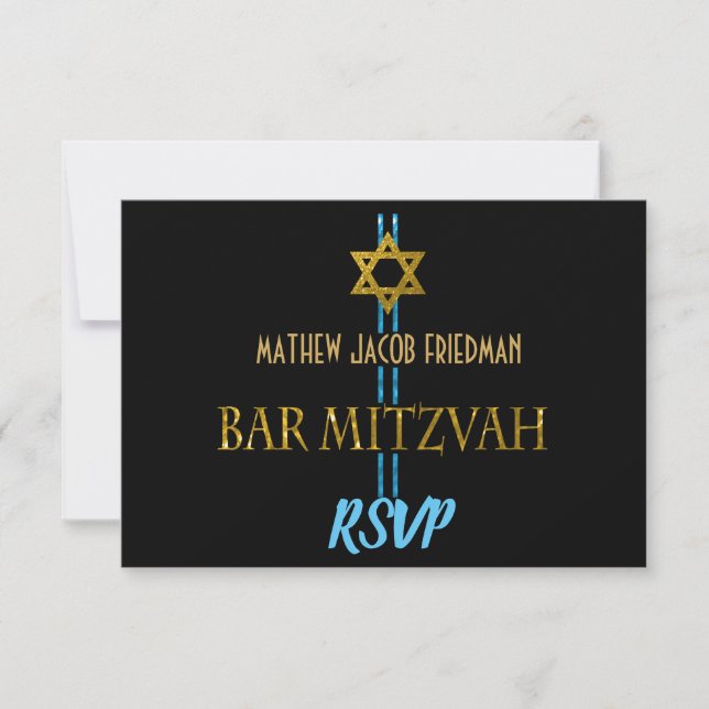 Bar Mitzvah Star of David RSVP Card (Front)