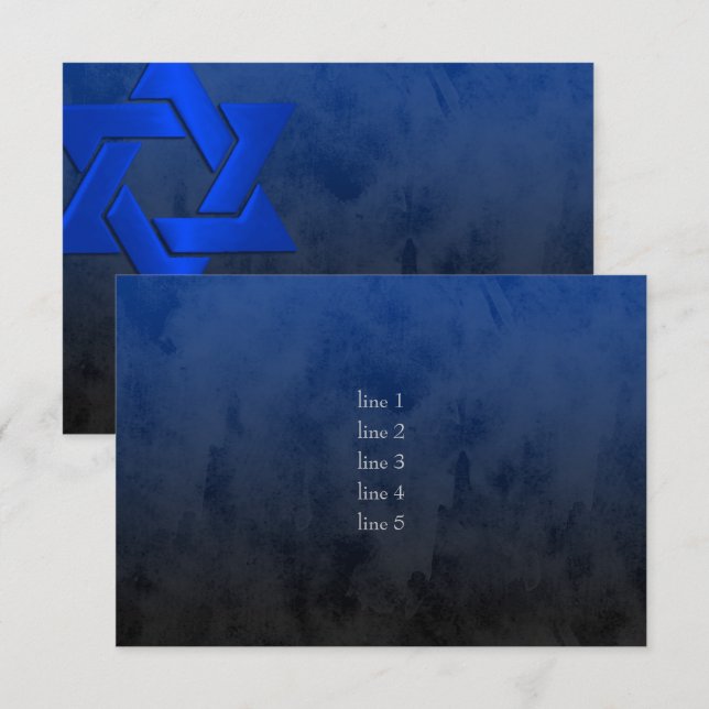 Bar Mitzvah Stylish Blue Star of David Ombre Invitation (Front/Back)