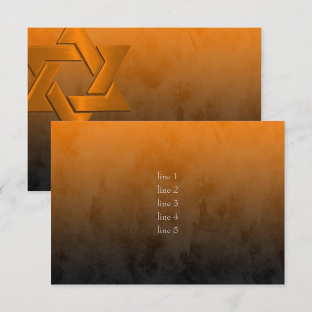 Bar Mitzvah Stylish Orange Star of David Ombre Invitation (Front/Back)