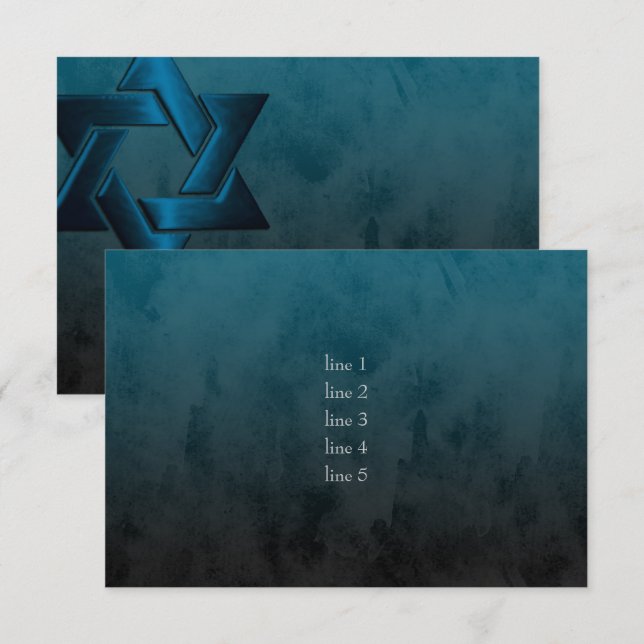 Bar Mitzvah Stylish Teal Blue Star of David Ombre Invitation (Front/Back)