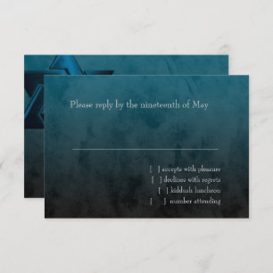 Bar Mitzvah Stylish Teal Blue Star of David Ombre RSVP Card