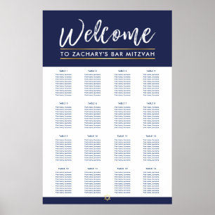 BAR MITZVAH TABLE PLAN 16 tables modern navy Poster