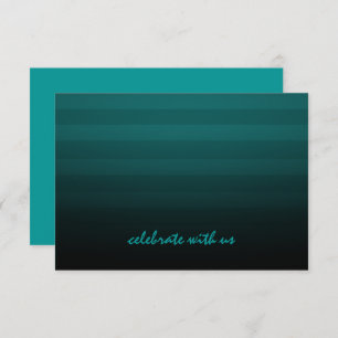 Bar Mitzvah Teal and Black Horizontal Stripe Invitation