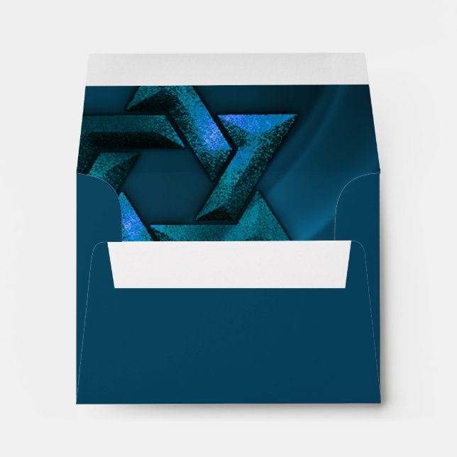 Bar Mitzvah Teal Blue Star of David Envelopes (Back (Bottom))