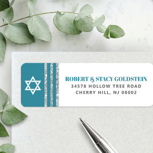Bar Mitzvah Teal Silver Tallit Bold Return Address