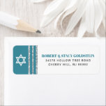 Bar Mitzvah Teal Silver Tallit Bold Return Address<br><div class="desc">Be proud, rejoice and celebrate this milestone of your favourite Bar Mitzvah whenever you use this cool, unique, modern, personalised return address label! Bold, dusty teal blue green and grey typography, a white Star of David and a dusty teal blue green and silver glitter striped tallit inspired graphic overlay a...</div>