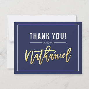 BAR MITZVAH thank you red gold name NATHANIEL