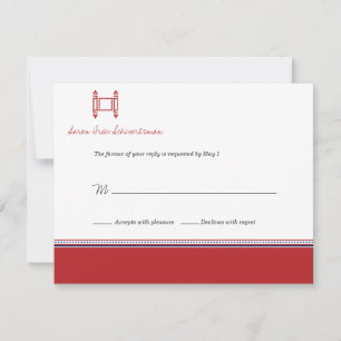 Bar Mitzvah Torah Crimson Reply Card Invitation