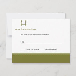 Bar Mitzvah Torah Olive Reply Card Invitation