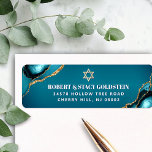 Bar Mitzvah Turquoise Ombre Agate Return Address<br><div class="desc">Be proud, rejoice and celebrate this milestone of your favourite Bar Mitzvah whenever you use this cool, unique, modern, personalised return address label! Bold, white sans serif typography and a faux gold Star of David overlay a deep turquoise teal blue ombre background with turquoise blue agate accented with faux gold...</div>