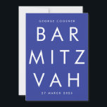 BAR MITZVAH Ultra Modern blue white QR CODE RSVP Invitation<br><div class="desc">BAR MITZVAH Ultra Modern blue white QR CODE RSVP & INVITATIONS</div>